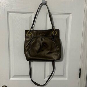 Coach Crossbody Purse, Metallic Bronze/Brown Leather.  Authentic